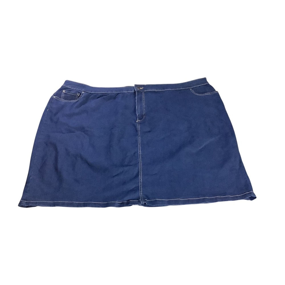 Basic Editions Denim Skirt Womens 3X Blue Casual Classic Plus